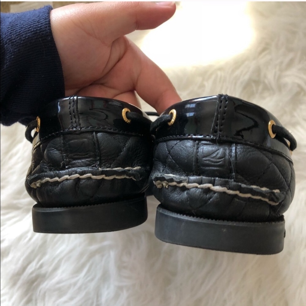 Black Sperry 9.5 Quilted Loafer Shoes flats boat loafers work shoes comfortable - Picture 4 of 8